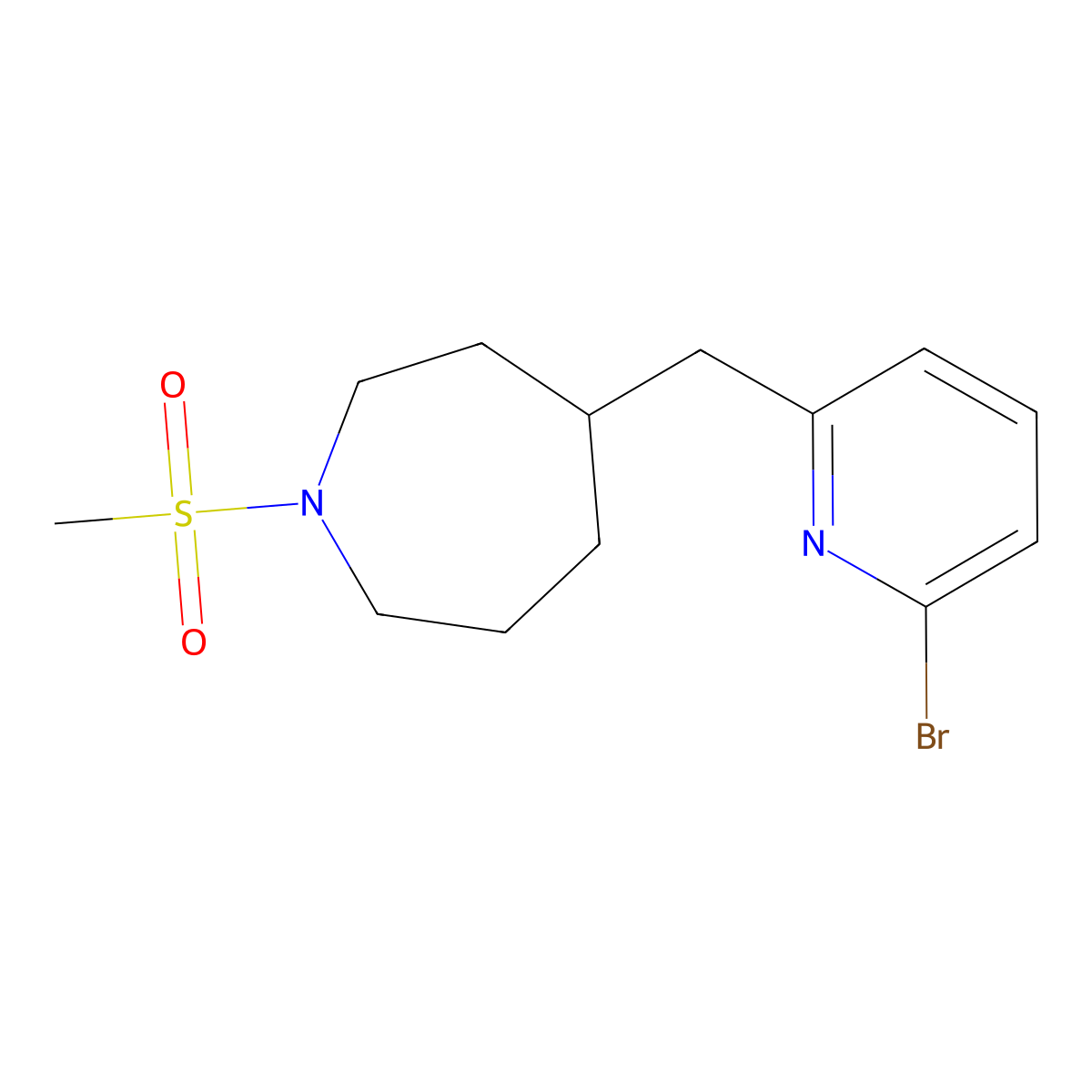4-((6-Bromopyridin-2-yl)methyl)-1-(methylsulfonyl)azepane molecular structure, CAS 1316227-44-7