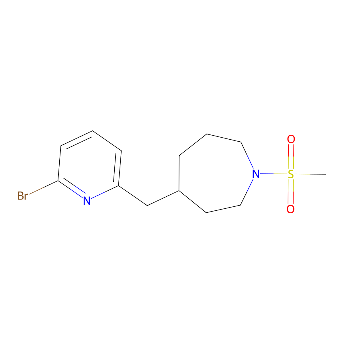 4-((6-Bromopyridin-2-yl)methyl)-1-(methylsulfonyl)azepane molecular structure, CAS 1316227-44-7