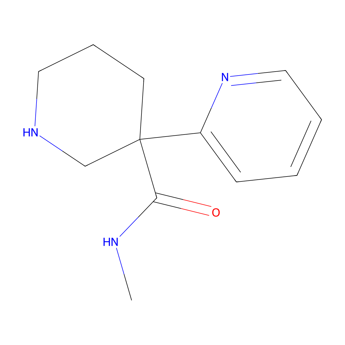N-methyl-3-(pyridin-2-yl)piperidine-3-carboxamide molecular structure, CAS 1316227-46-9