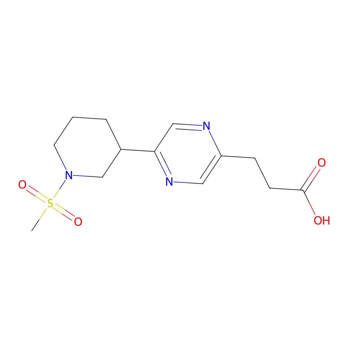 3-[5-(1-Methanesulfonyl-piperidin-3-yl)-pyrazin-2-yl]-propionic acid molecular structure, CAS 1316227-51-6