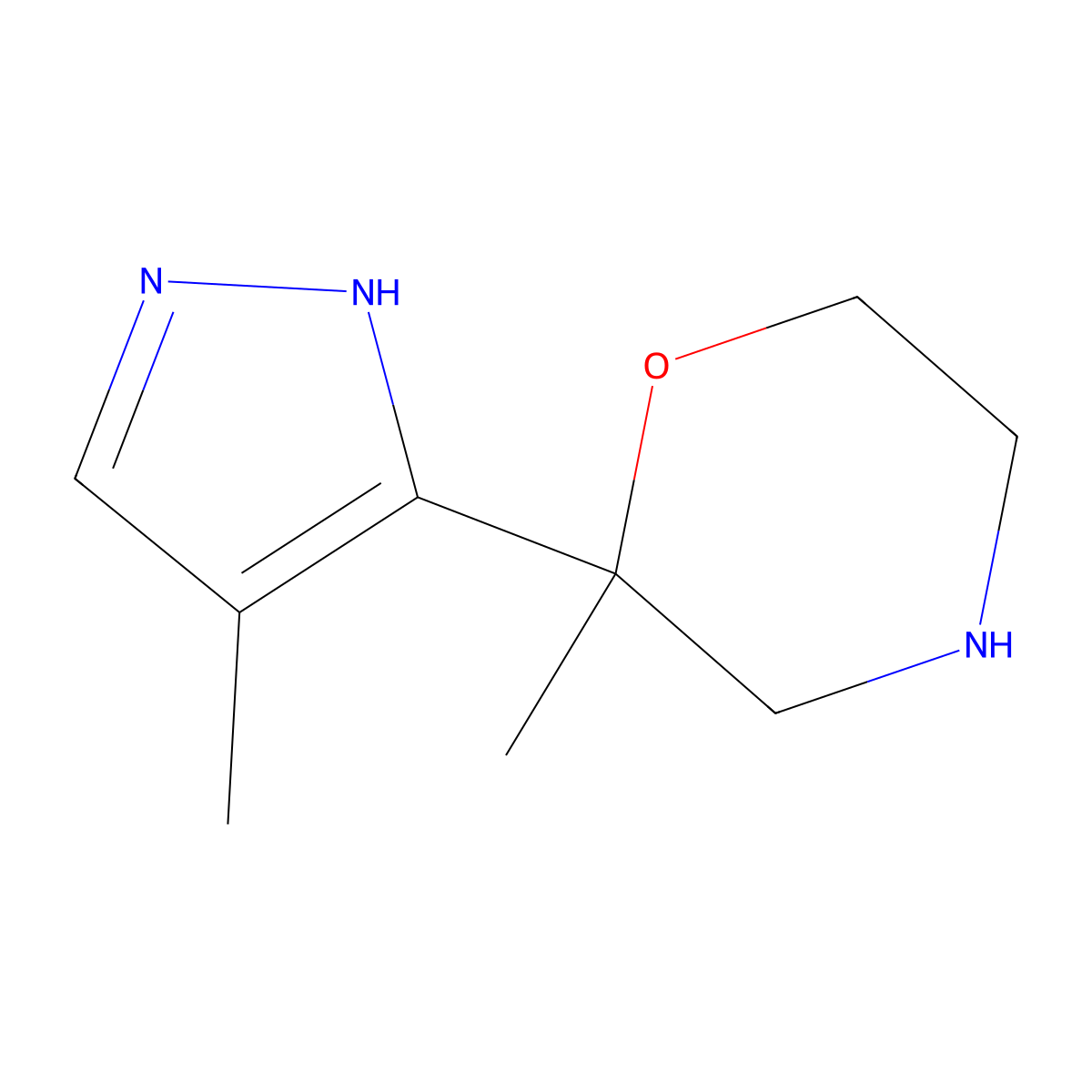2-Methyl-2-(4-methyl-1H-pyrazol-3-YL)morpholine molecular structure, CAS 1316227-56-1