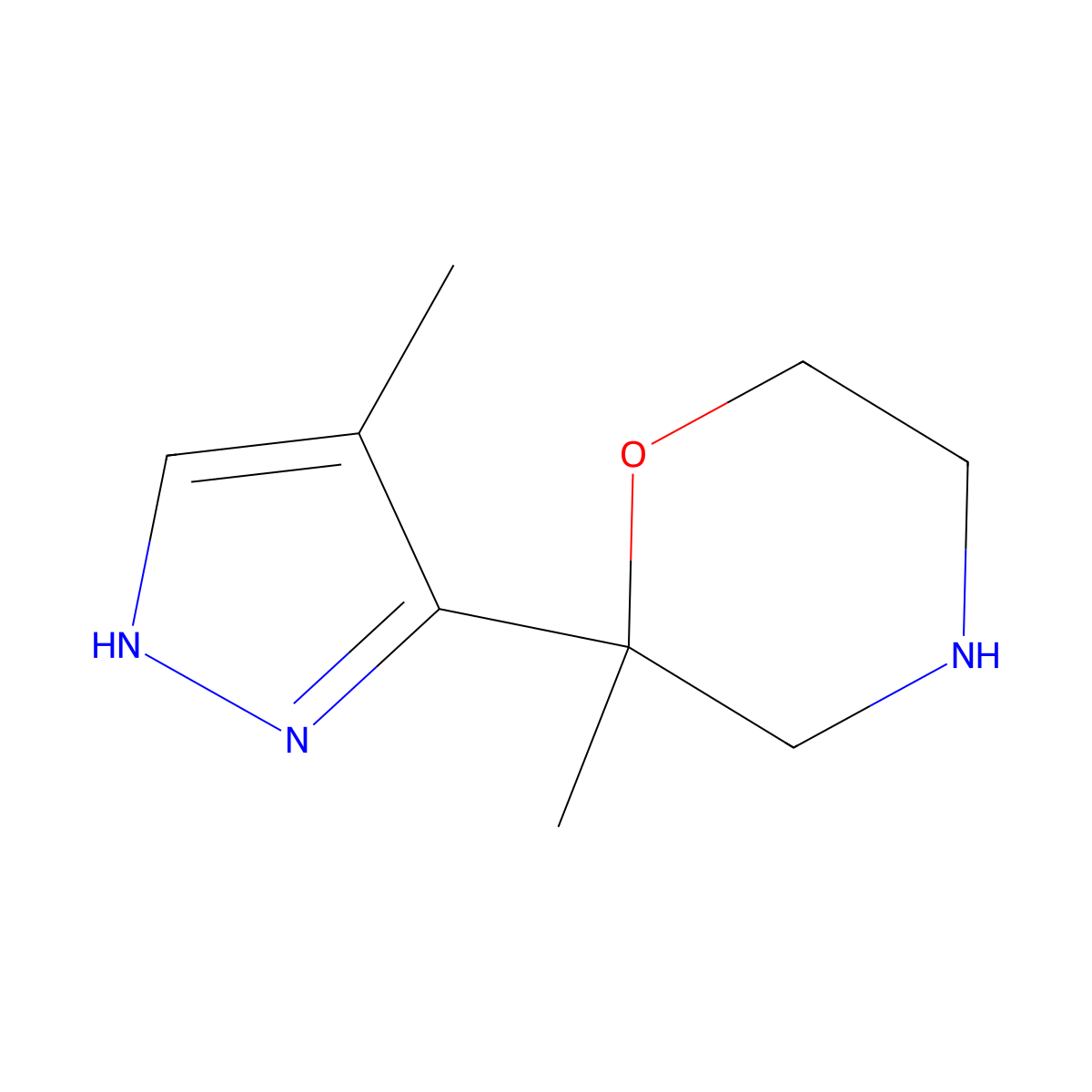 2-Methyl-2-(4-methyl-1H-pyrazol-3-YL)morpholine molecular structure, CAS 1316227-56-1