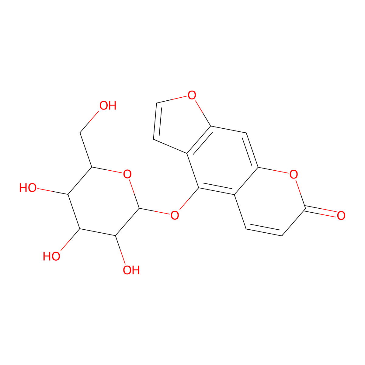 Bergaptol-O-glucopyranoside molecular structure, CAS 131623-13-7
