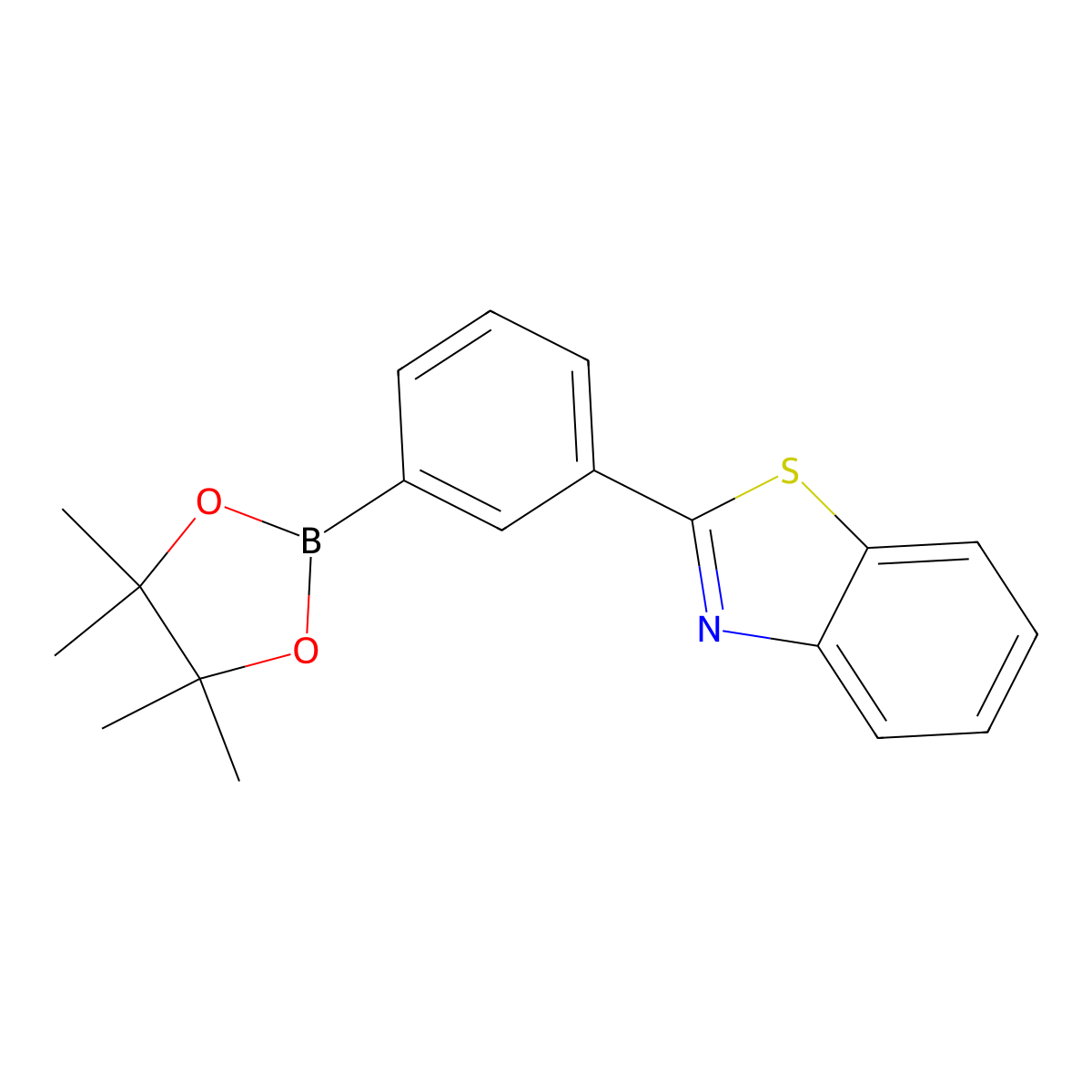 2-(3-(4,4,5,5-Tetramethyl-1,3,2-dioxaborolan-2-yl)phenyl)benzo[d]thiazole molecular structure, CAS 1316275-52-1