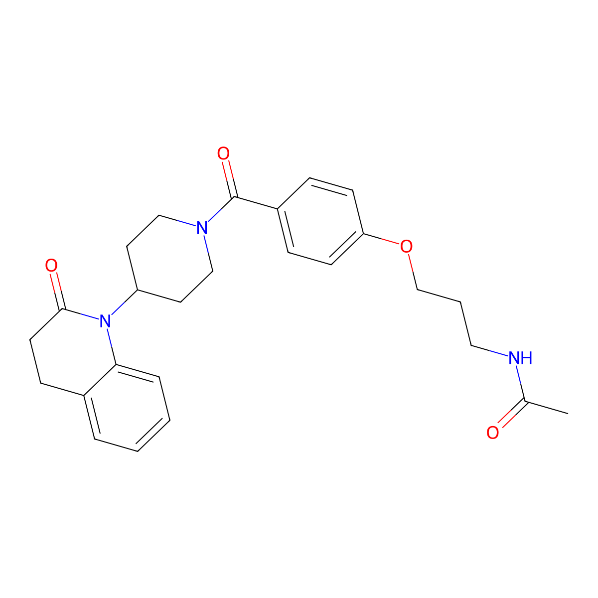 N-(3-(4-((4-(3,4-Dihydro-2-oxo-1(2H)-quinolinyl)-1-piperidinyl)carbonyl)phenoxy)propyl)acetamide molecular structure, CAS 131631-89-5