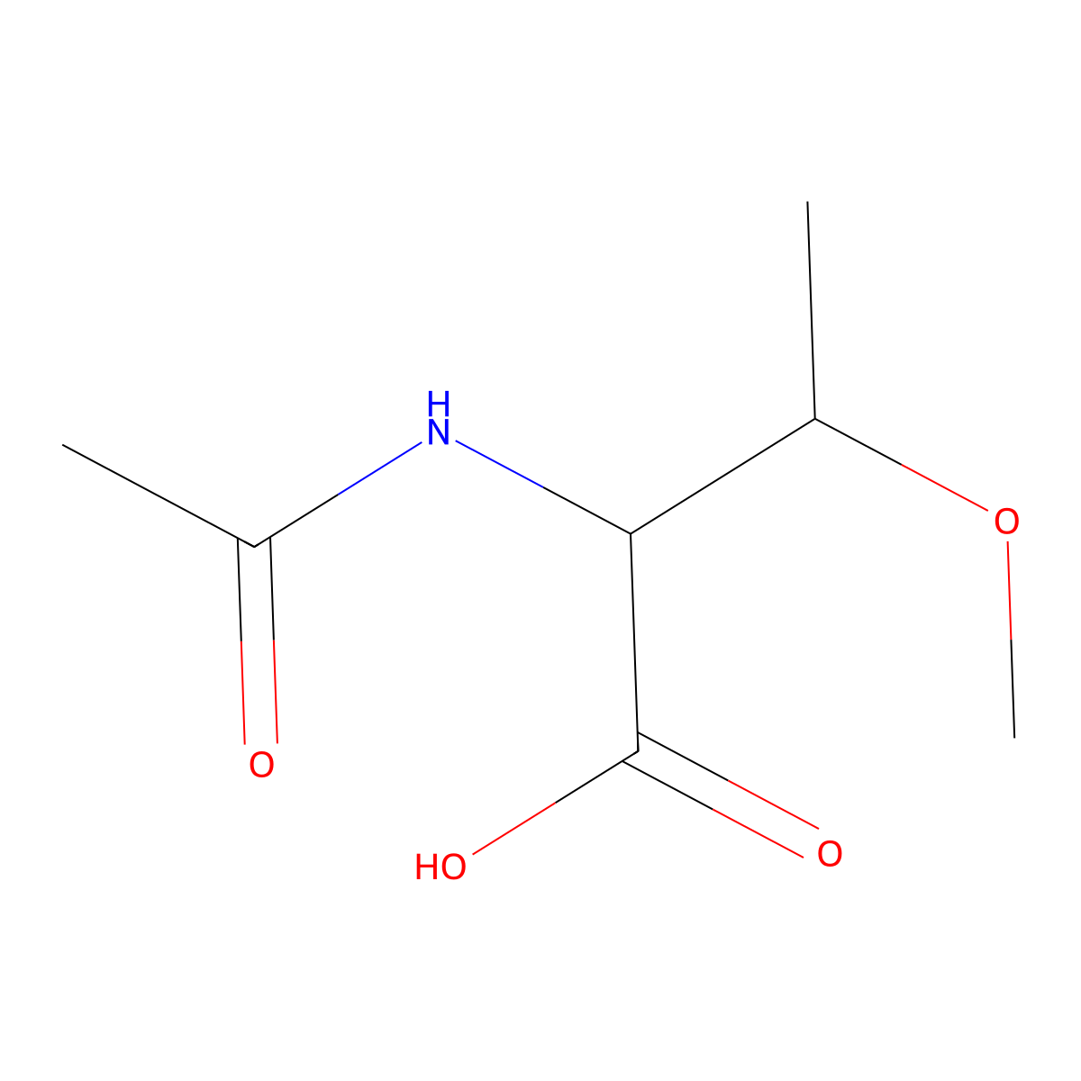(2S,3R)-2-acetamido-3-methoxybutanoic acid molecular structure, CAS 131644-53-6