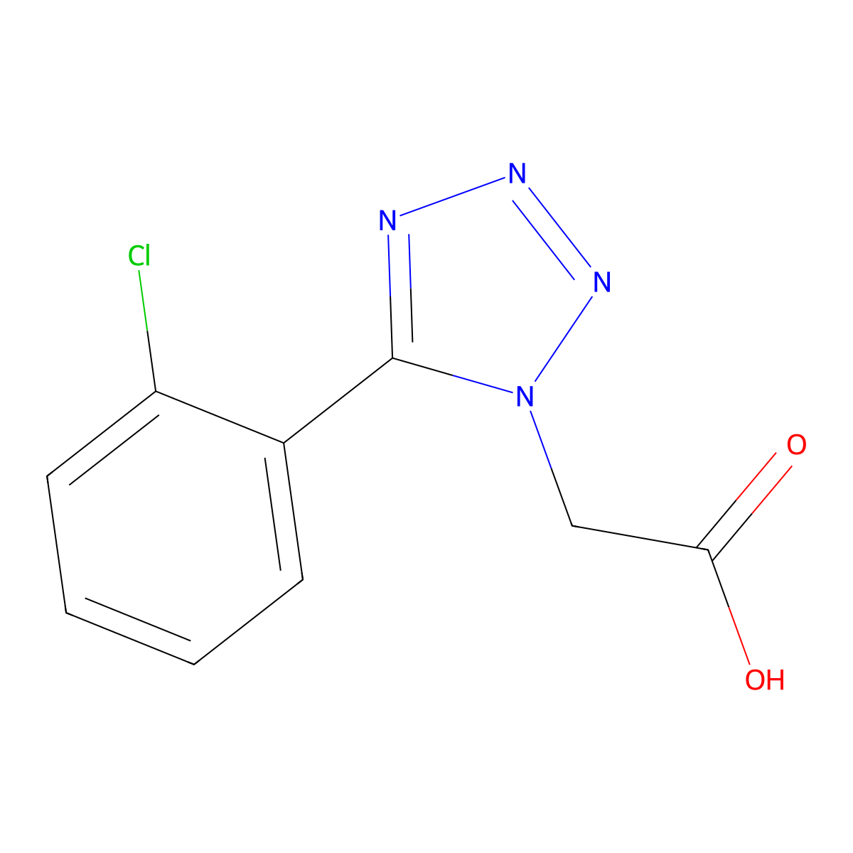 2-(5-(2-chlorophenyl)-1H-1,2,3,4-tetrazol-1-yl)acetic acid molecular structure, CAS 131648-21-0