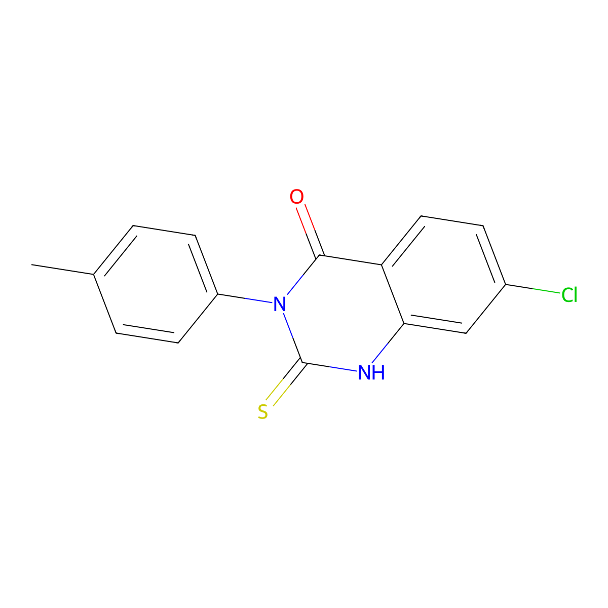 7-Chloro-3-(4-methylphenyl)-2-sulfanyl-3,4-dihydroquinazolin-4-one molecular structure, CAS 13165-16-7