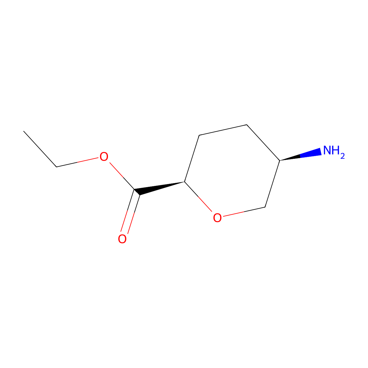 Ethyl cis-5-amino-tetrahydro-pyran-2-carboxylate molecular structure, CAS 131651-14-4