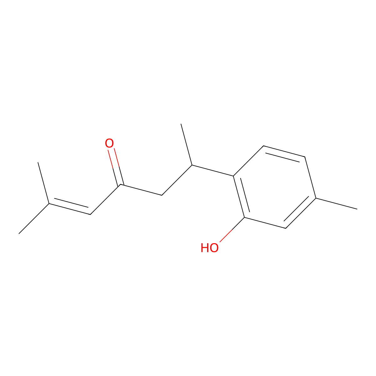 (6S)-2-Methyl-6-(2-hydroxy-4-methylphenyl)-2-hepten-4-one molecular structure, CAS 131651-38-2