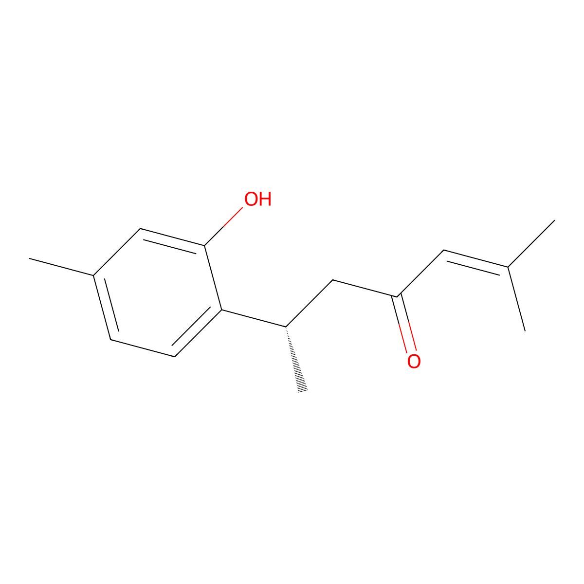 (6S)-2-Methyl-6-(2-hydroxy-4-methylphenyl)-2-hepten-4-one molecular structure, CAS 131651-38-2