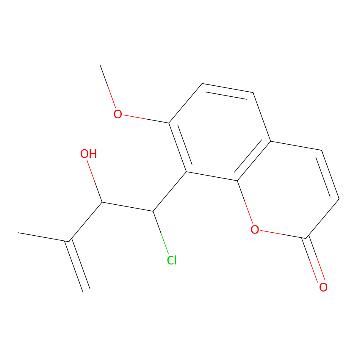 8-(1-Chloro-2-hydroxy-3-methylbut-3-enyl)-7-methoxycoumarin molecular structure, CAS 131652-35-2