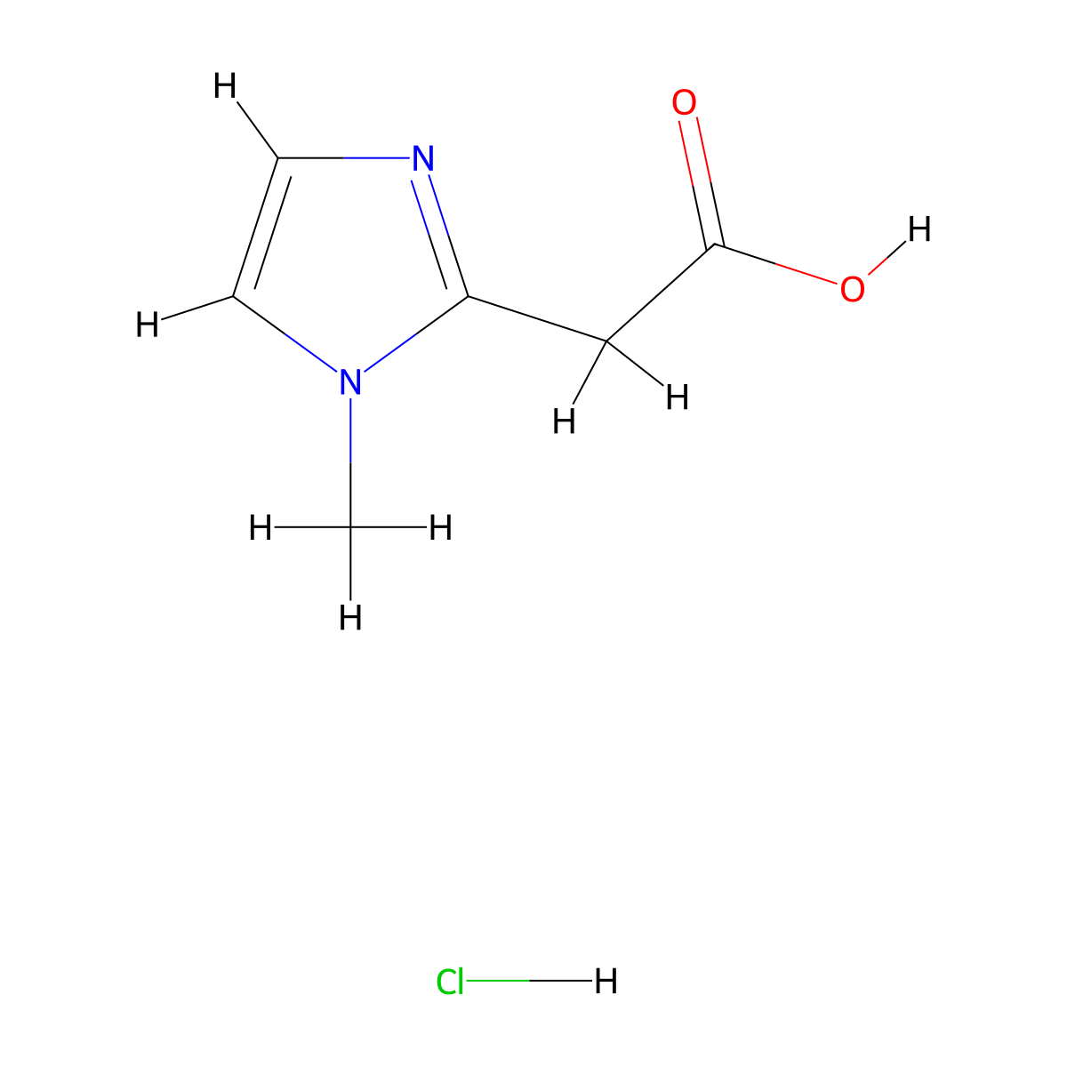 2-(1-methyl-1H-imidazol-2-yl)acetic acid hydrochloride molecular structure, CAS 131654-57-4