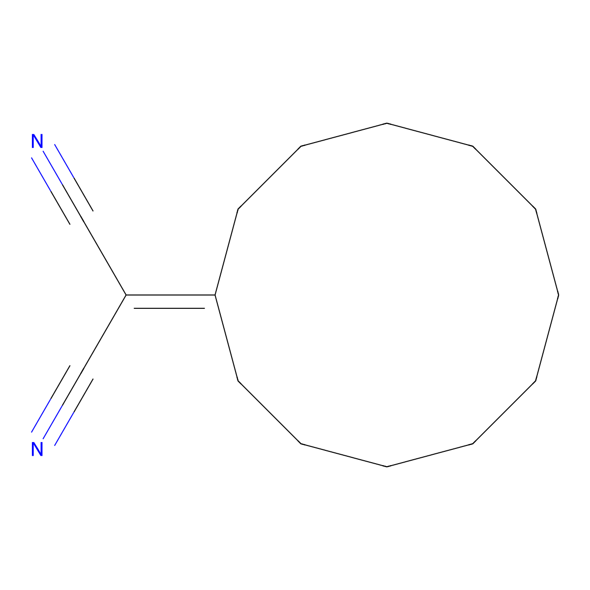 Propanedinitrile, cyclododecylidene- molecular structure, CAS 13166-11-5
