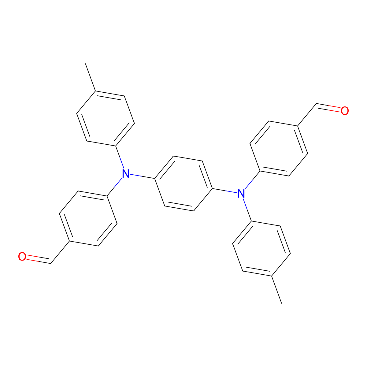 4,4'-(1,4-Phenylenebis(p-tolylazanediyl))dibenzaldehyde molecular structure, CAS 131660-39-4