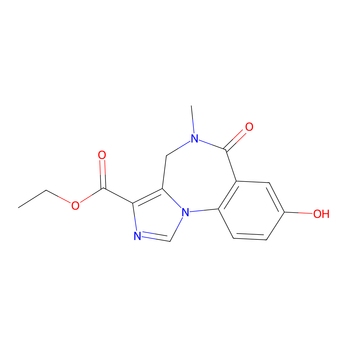 Ethyl 8-hydroxy-5-methyl-6-oxo-5,6-dihydro-4H-imidazo[1,5-a][1,4]benzodiazepine-3-carboxylate molecular structure, CAS 131666-45-0