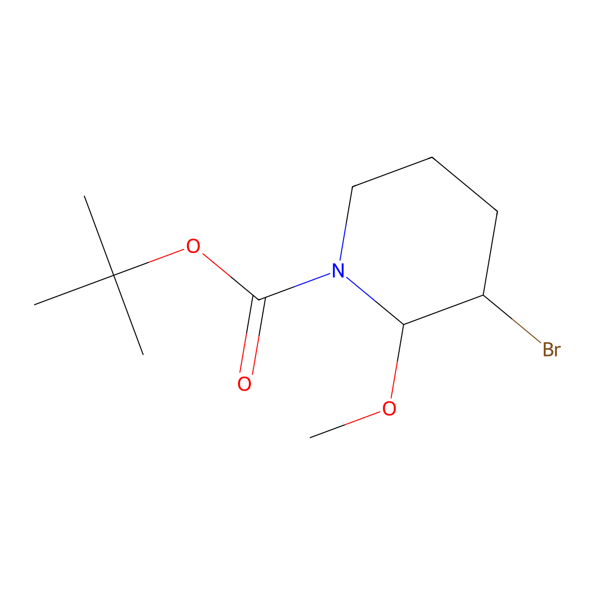Tert-butyl 3-bromo-2-methoxypiperidine-1-carboxylate molecular structure, CAS 131667-58-8