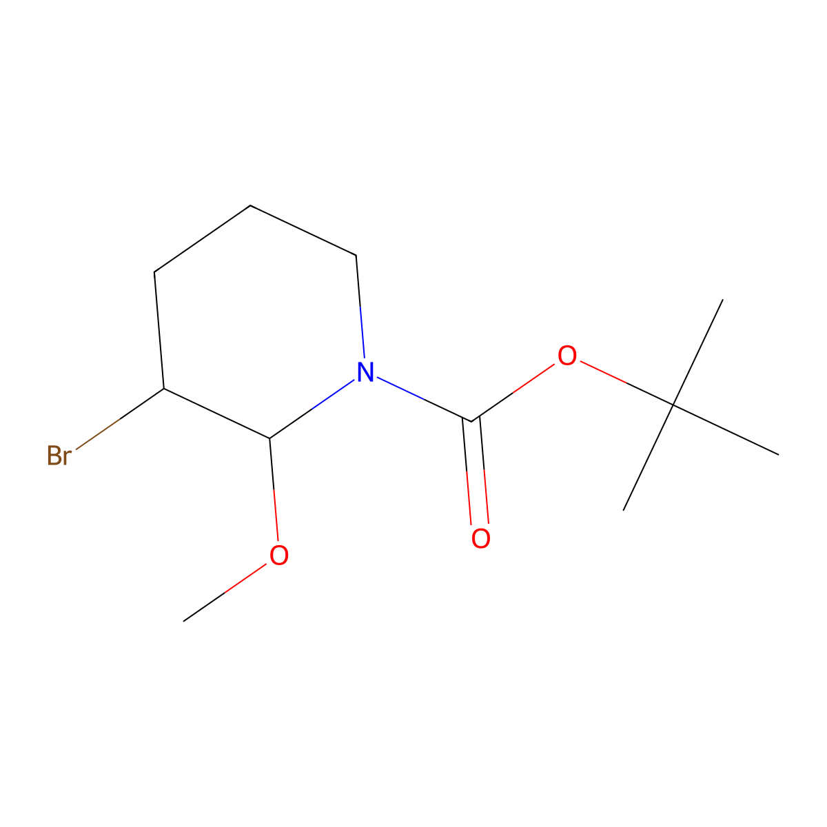 Tert-butyl 3-bromo-2-methoxypiperidine-1-carboxylate molecular structure, CAS 131667-58-8