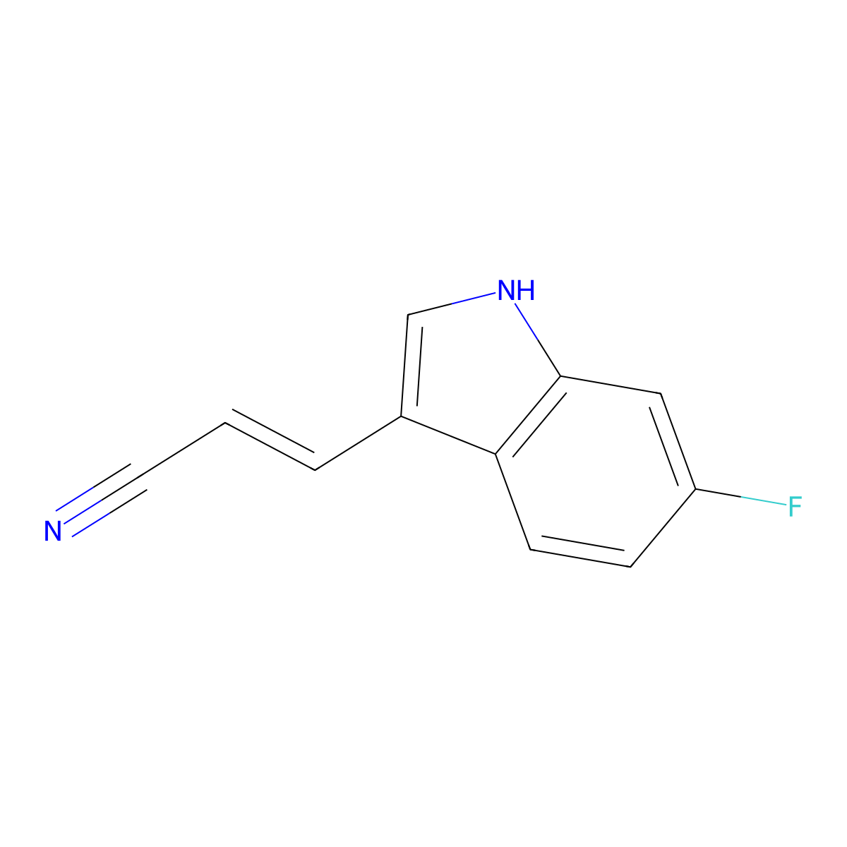 (E)-3-(6-Fluoro-1H-indol-3-yl)acrylonitrile molecular structure, CAS 1316695-32-5