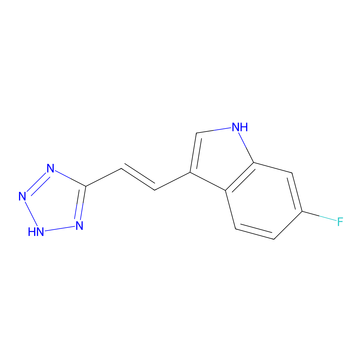 (E)-3-(2-(1H-Tetrazol-5-YL)vinyl)-6-fluoro-1H-indole molecular structure, CAS 1316695-35-8