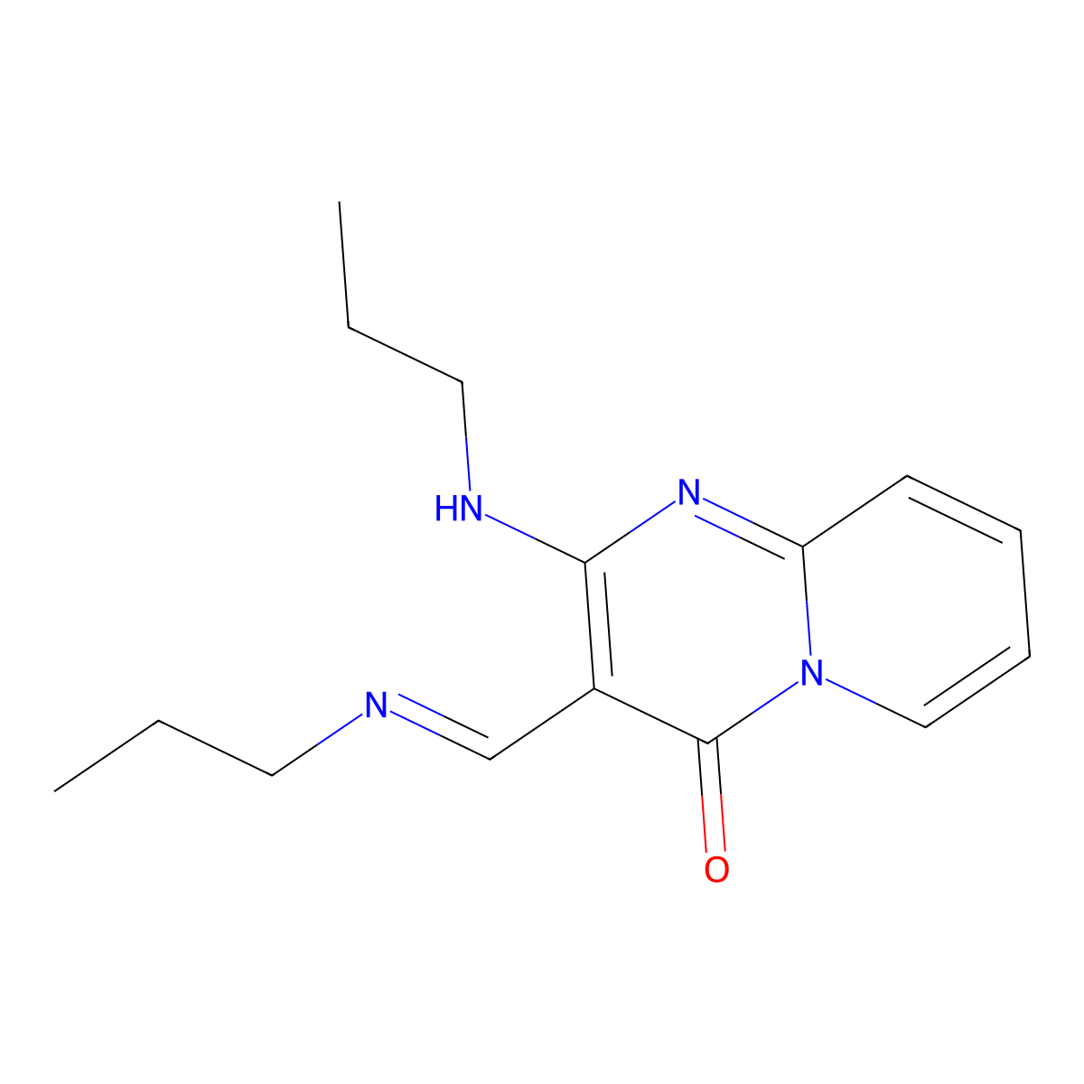 2-(propylamino)-3-[(1E)-(propylimino)methyl]-4H-pyrido[1,2-a]pyrimidin-4-one molecular structure, CAS 1316730-31-0