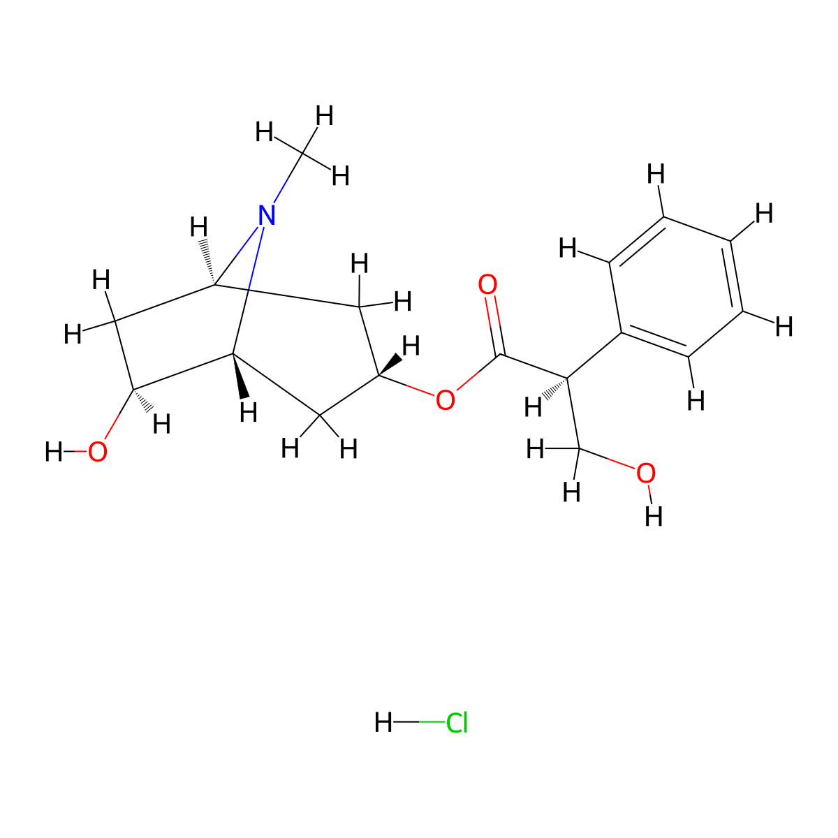 Anisodamine hydrochloride molecular structure, CAS 131674-05-0