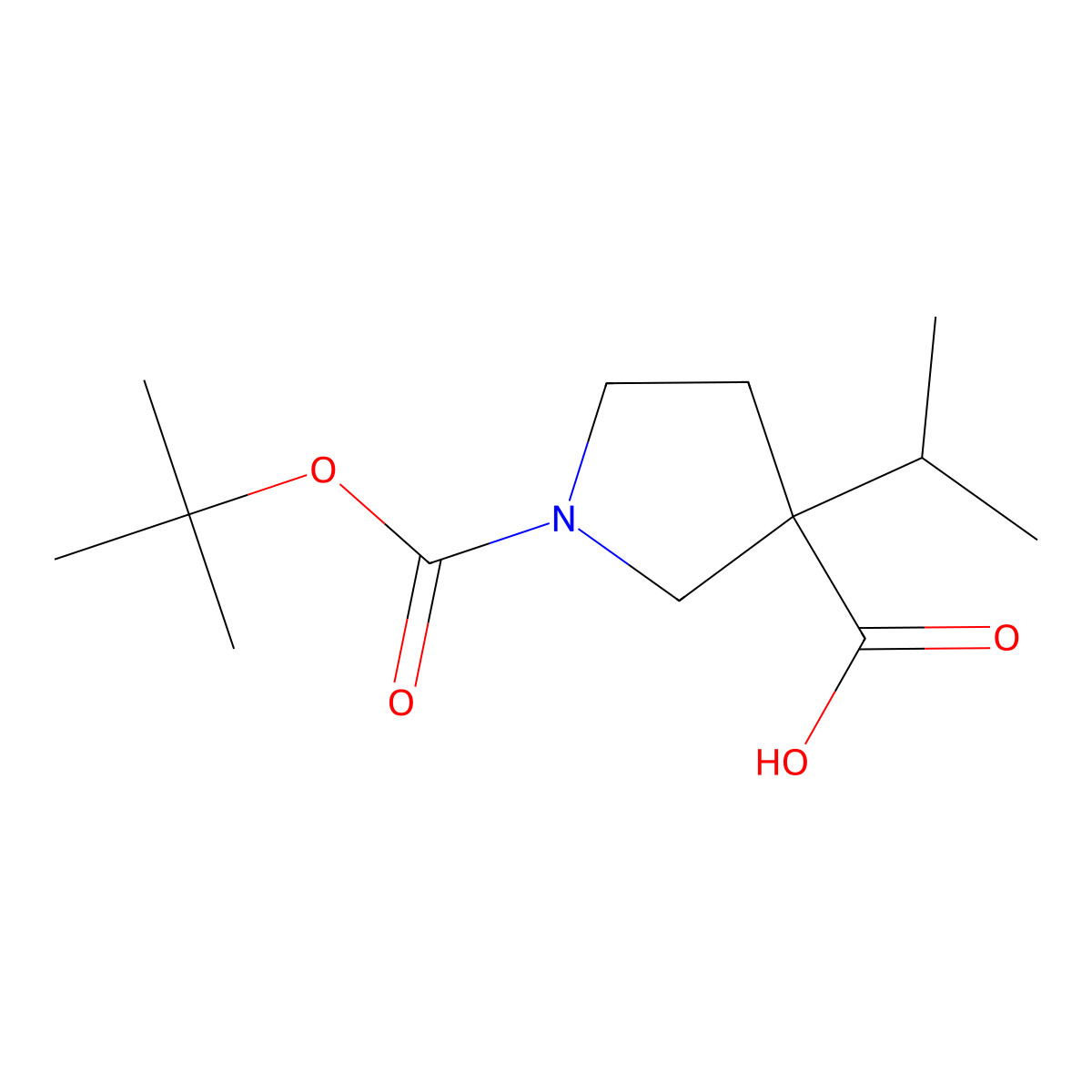 1-[(Tert-butoxy)carbonyl]-3-(propan-2-yl)pyrrolidine-3-carboxylic acid molecular structure, CAS 1316758-07-2