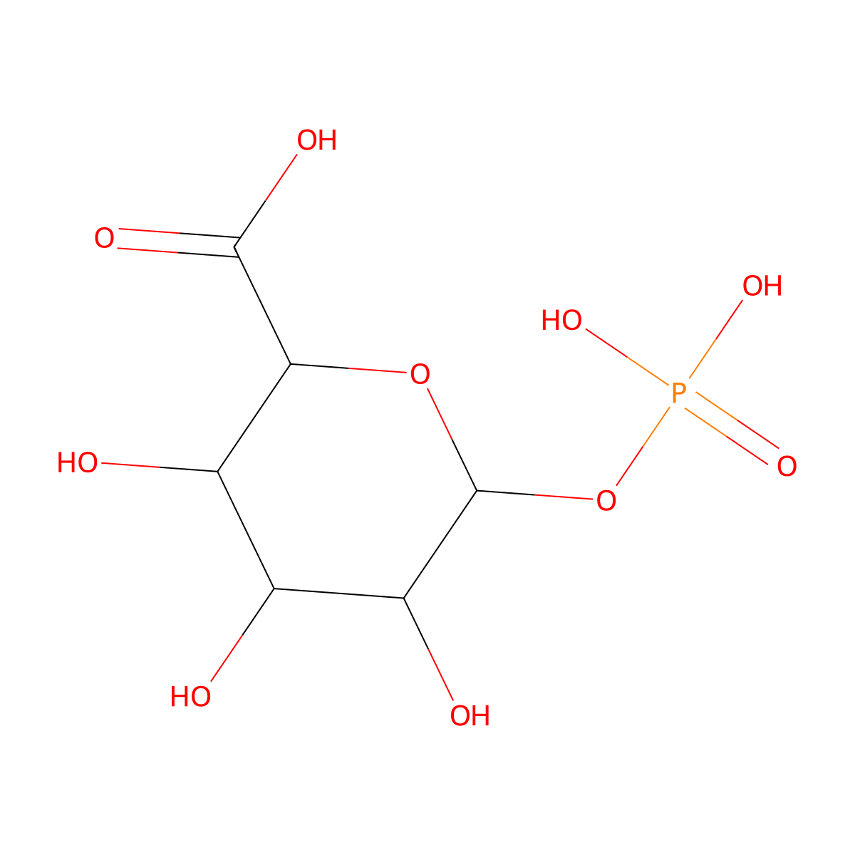 1-phospho-alpha-D-glucuronic acid molecular structure, CAS 13168-11-1