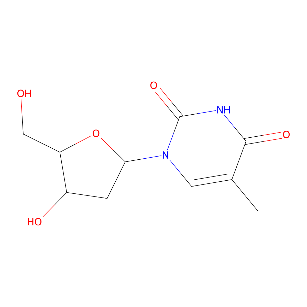 1-[(2R,4R,5S)-4-hydroxy-5-(hydroxymethyl)oxolan-2-yl]-5-methyl-1,2,3,4-tetrahydropyrimidine-2,4-dione molecular structure, CAS 131682-41-2