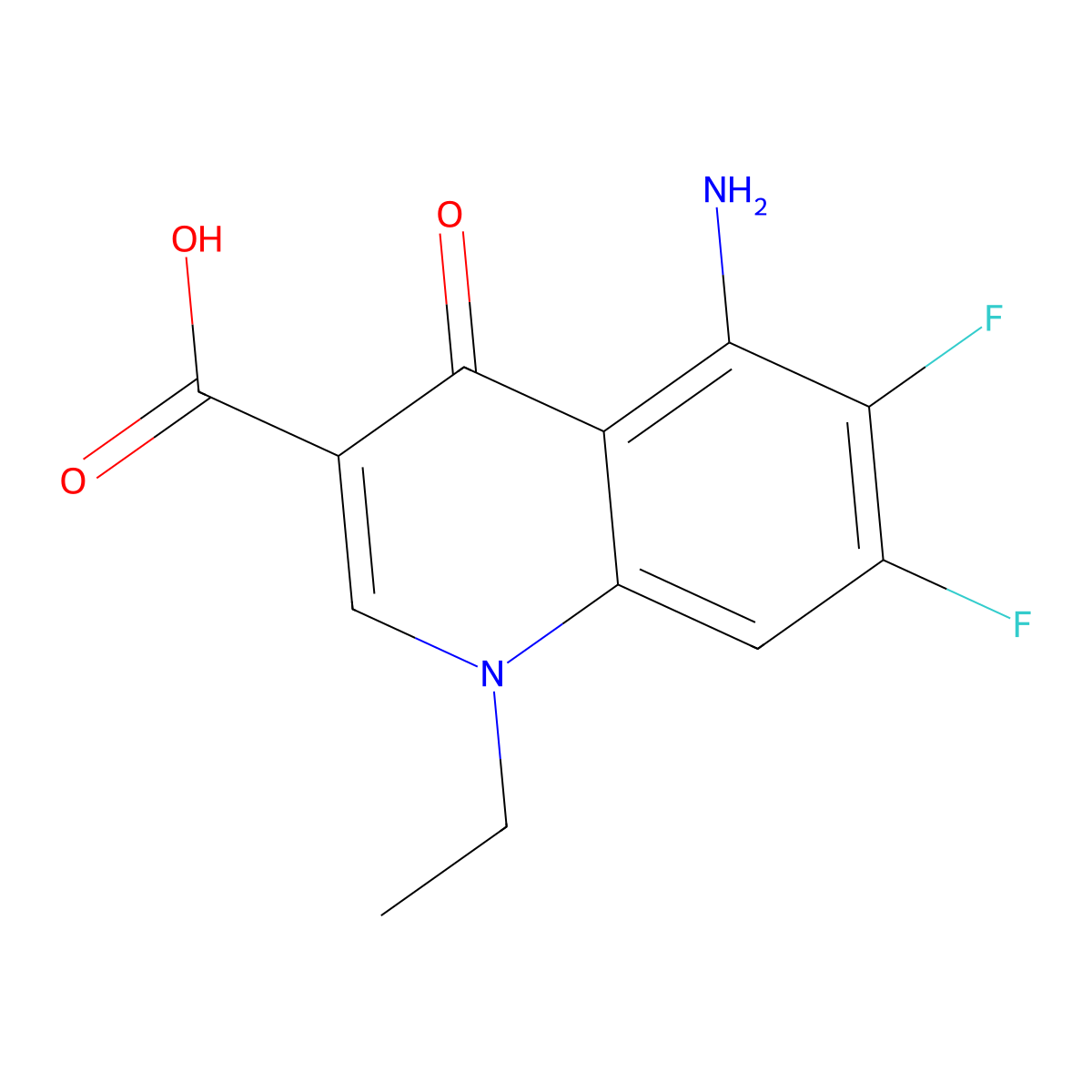 5-Amino-1-ethyl-6,7-difluoro-4-oxoquinoline-3-carboxylic acid molecular structure, CAS 131683-96-0