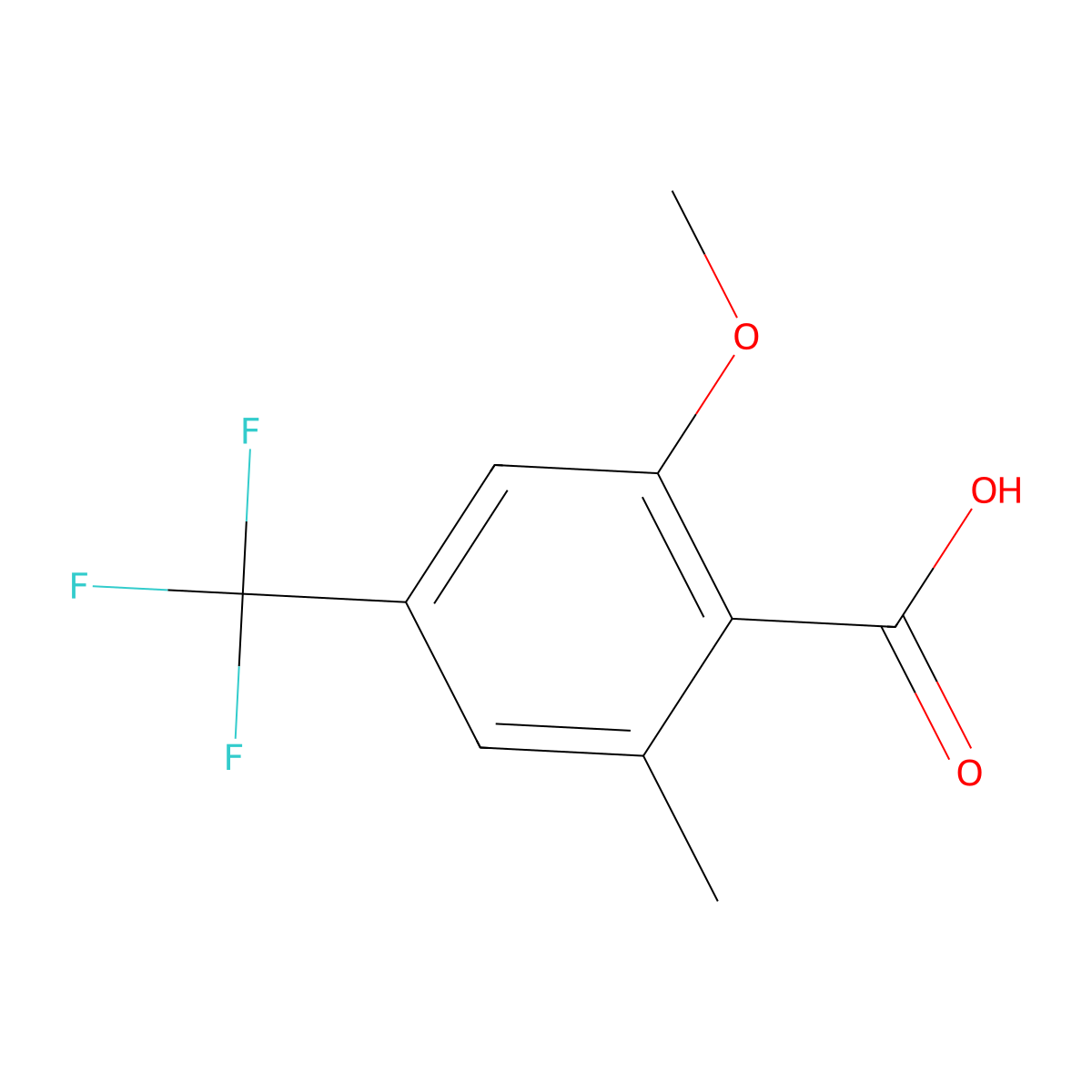 2-Methoxy-6-methyl-4-(trifluoromethyl)benzoic acid molecular structure, CAS 1316831-23-8