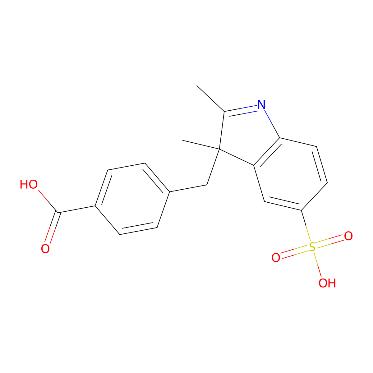 4-((2,3-Dimethyl-5-sulfo-3H-indol-3-yl)methyl)benzoic acid molecular structure, CAS 1316891-34-5