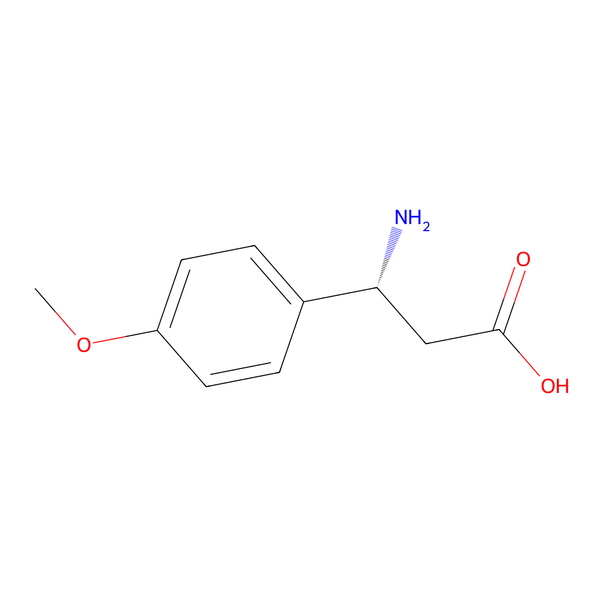 (3R)-3-Amino-3-(4-methoxyphenyl)propanoic acid molecular structure, CAS 131690-57-8
