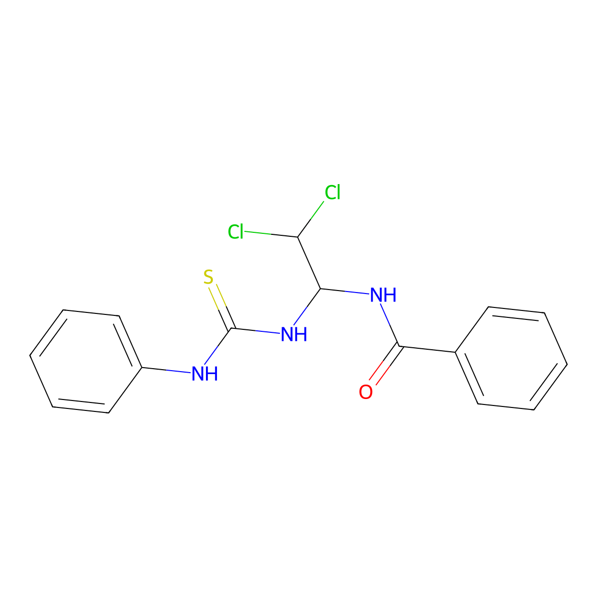 N-(1-((Anilinocarbothioyl)amino)-2,2-dichloroethyl)benzamide molecular structure, CAS 131695-11-9