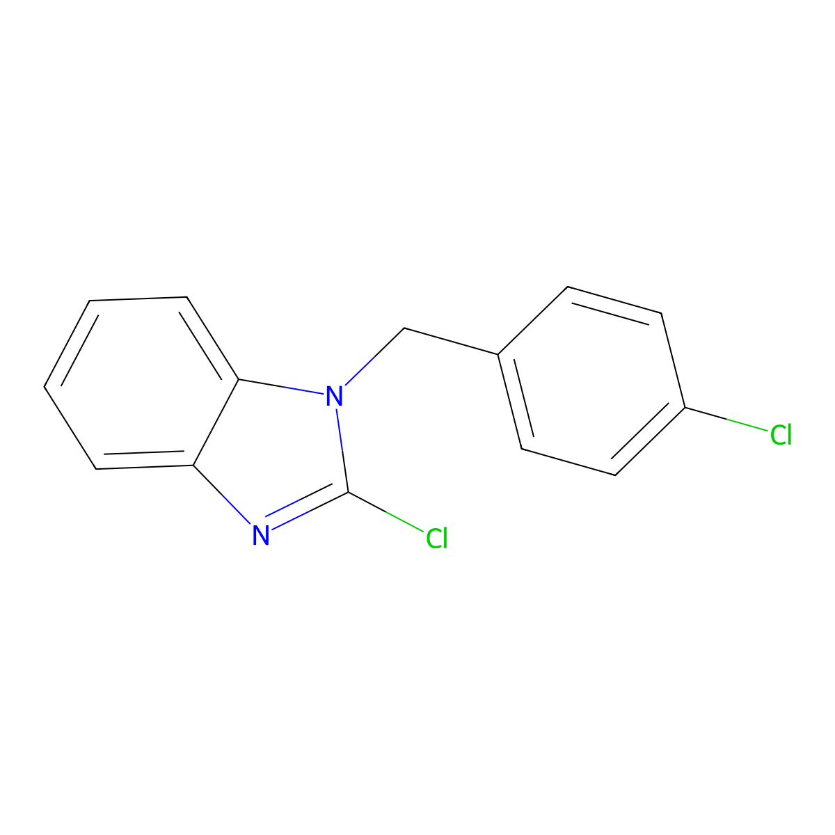 1H-Benzimidazole, 2-chloro-1-[(4-chlorophenyl)methyl]- molecular structure, CAS 131705-80-1