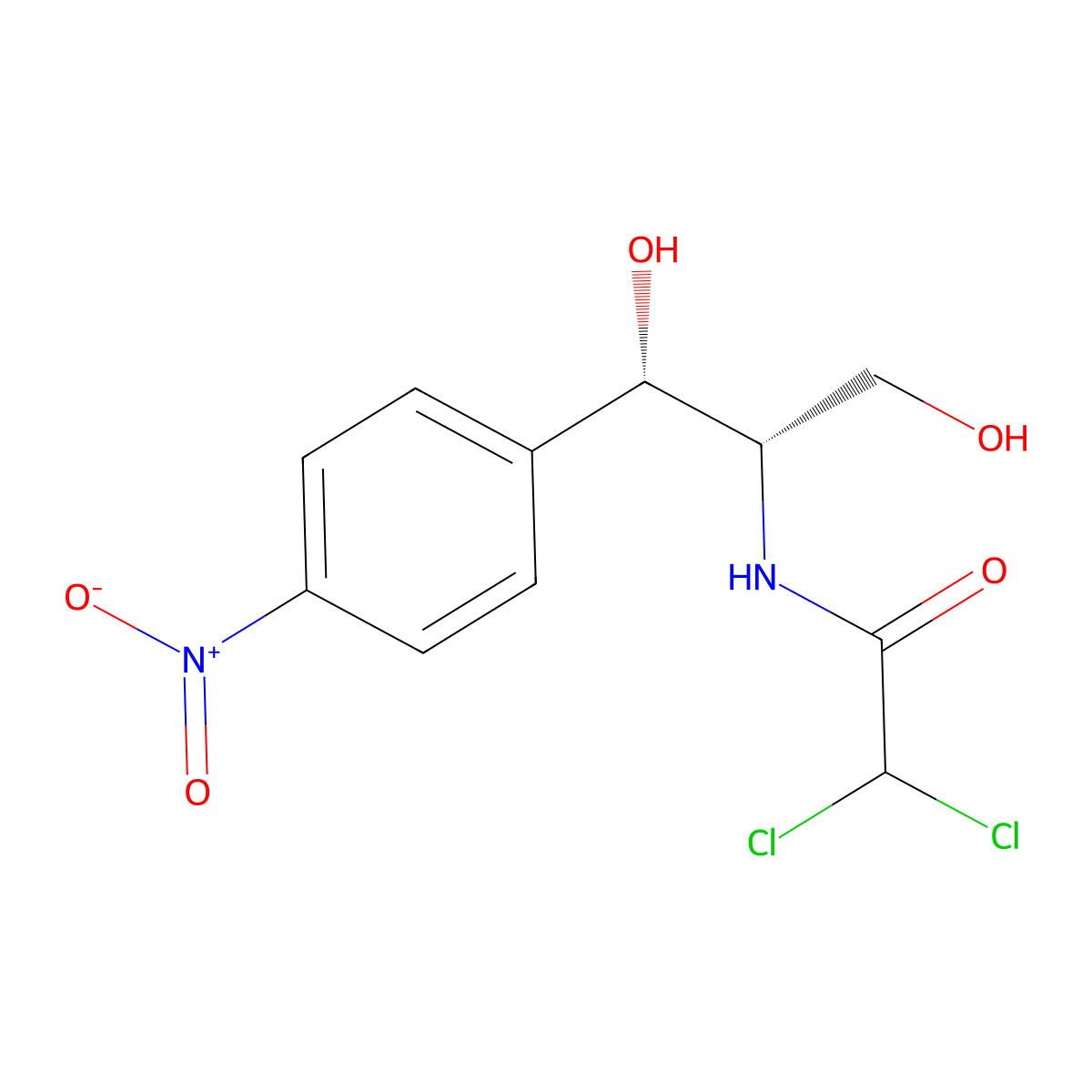 (+)-Chloramphenicol molecular structure, CAS 13171-08-9