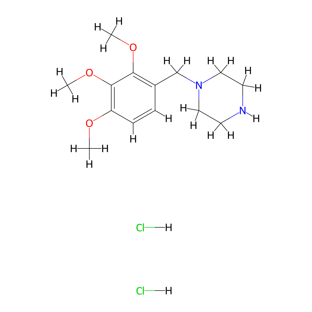 Trimetazidine Dihydrochloride molecular structure, CAS 13171-25-0