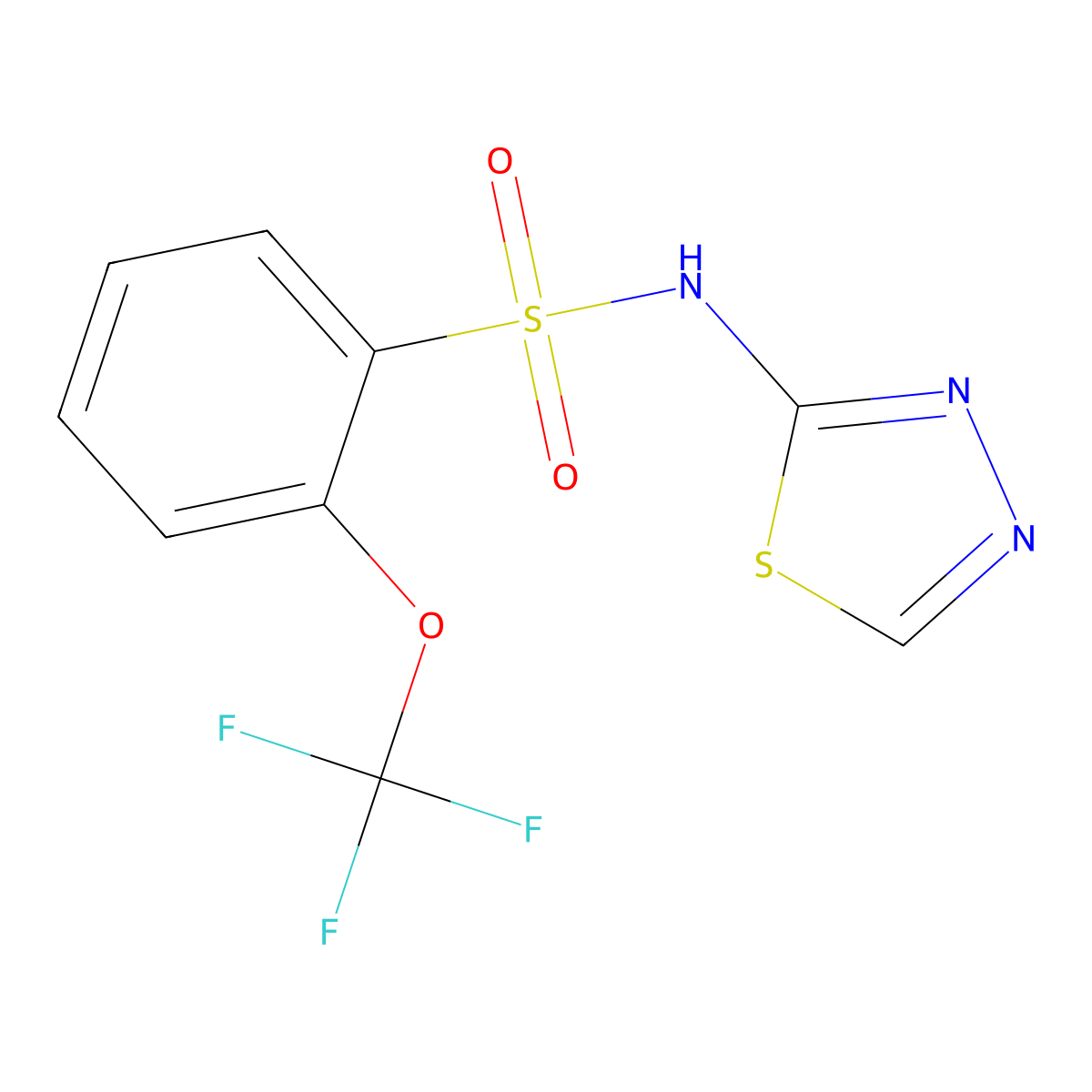 N-(1,3,4-thiadiazol-2-yl)-2-(trifluoromethoxy)benzene-1-sulfonamide molecular structure, CAS 131714-12-0