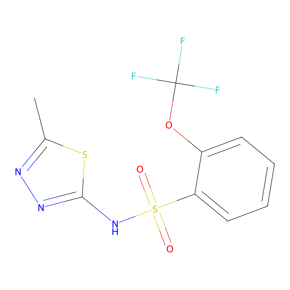 N-(5-methyl-1,3,4-thiadiazol-2-yl)-2-(trifluoromethoxy)benzene-1-sulfonamide molecular structure, CAS 131714-16-4