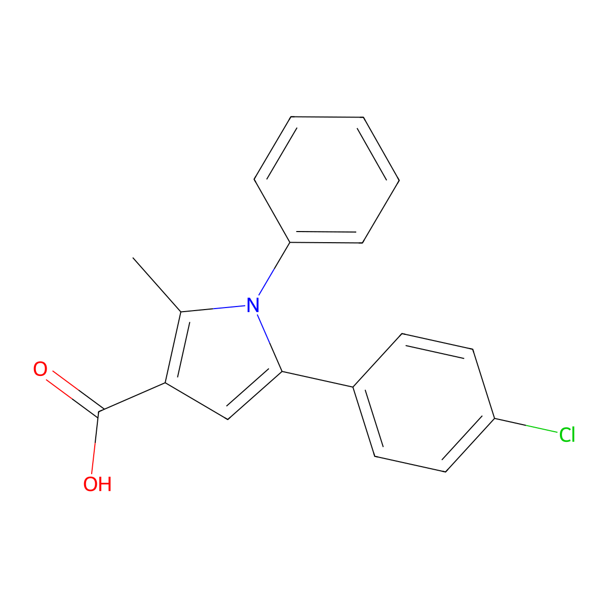 5-(4-Chlorophenyl)-2-methyl-1-phenyl-1h-pyrrole-3-carboxylic acid molecular structure, CAS 131721-40-9