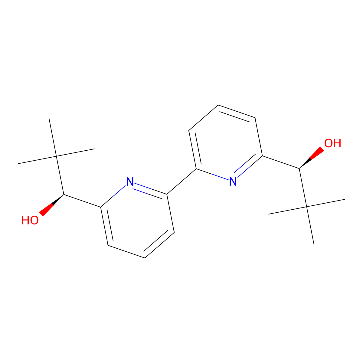 (1S,1'S)-1,1'-([2,2'-Bipyridine]-6,6'-diyl)bis(2,2-dimethylpropan-1-ol) molecular structure, CAS 131726-65-3