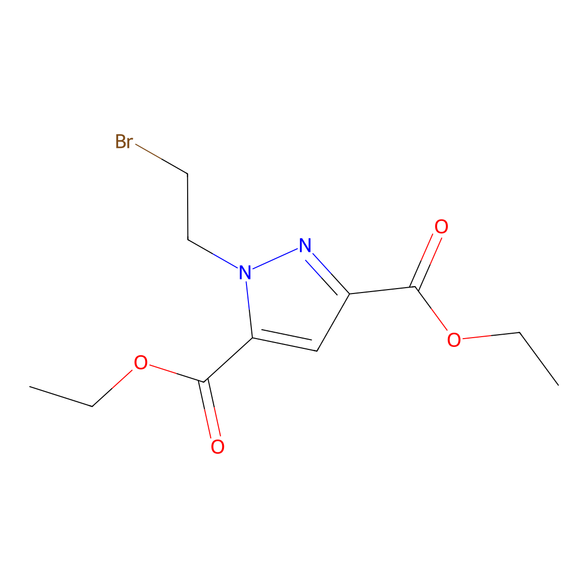 Diethyl 1-(2-bromoethyl)-1H-pyrazole-3,5-dicarboxylate molecular structure, CAS 131727-29-2