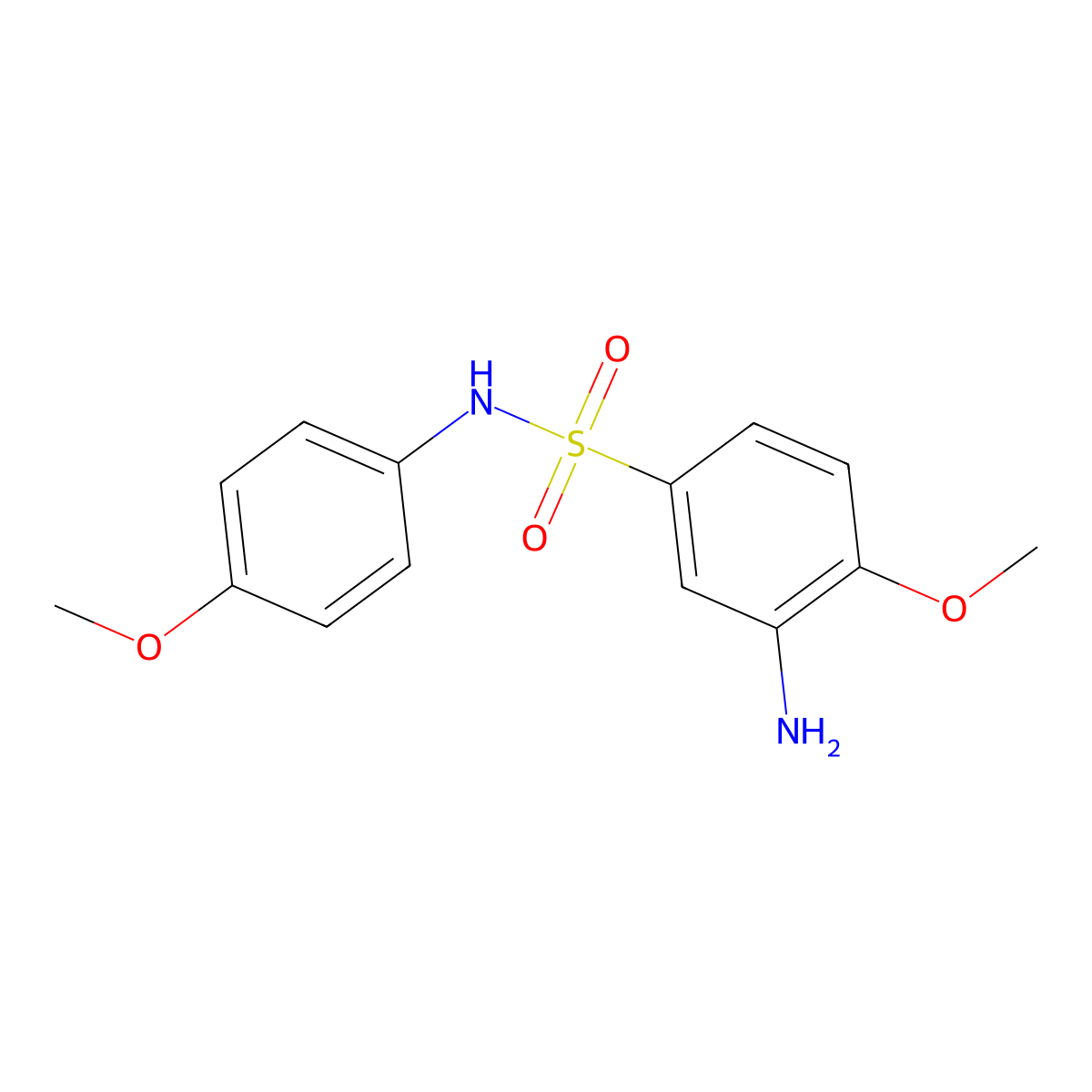 3-amino-4-methoxy-N-(4-methoxyphenyl)benzene-1-sulfonamide molecular structure, CAS 131732-78-0