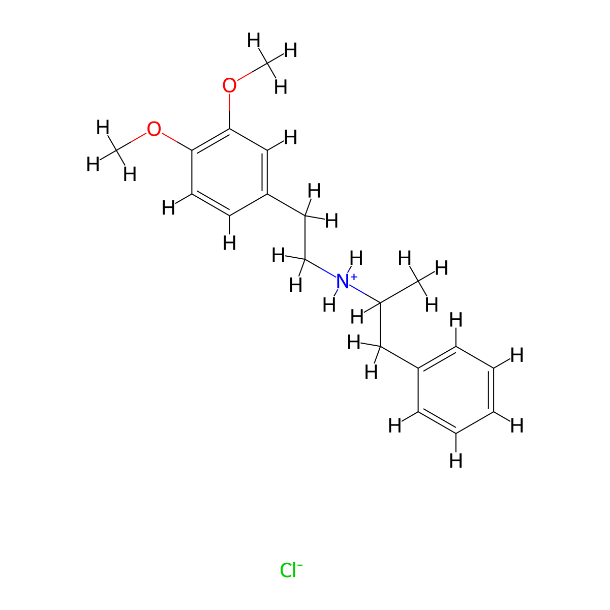 Benzeneethanamine, 3,4-dimethoxy-N-(1-methyl-2-phenylethyl)-, hydrochloride (1:1) molecular structure, CAS 13174-08-8