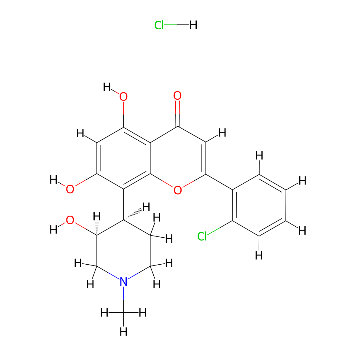 Flavopiridol hydrochloride molecular structure, CAS 131740-09-5