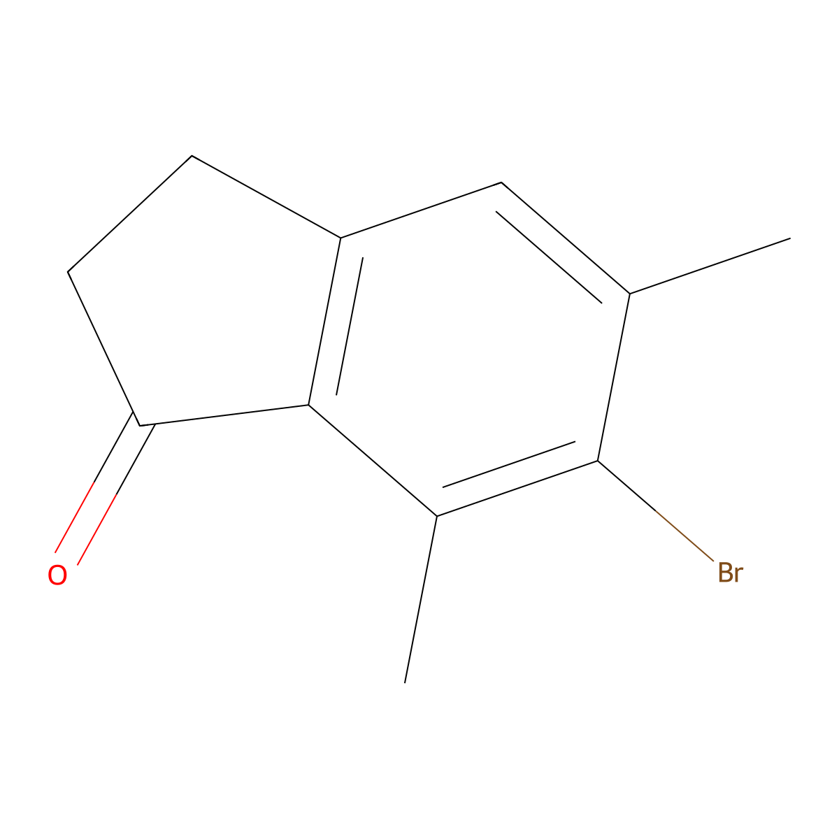 6-bromo-5,7-dimethyl-2,3-dihydro-1H-inden-1-one molecular structure, CAS 131750-27-1