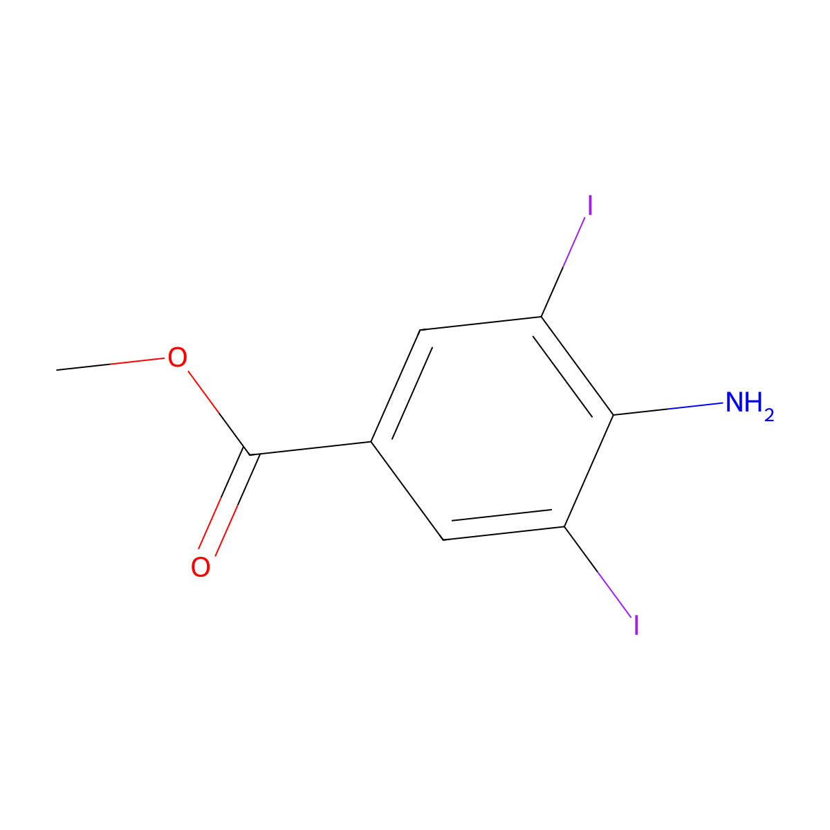 Methyl 4-amino-3,5-diiodobenzoate molecular structure, CAS 131755-87-8