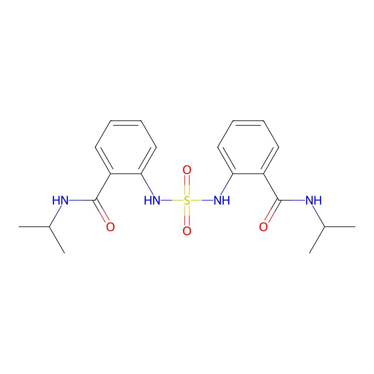 N-(propan-2-yl)-2-[({2-[(propan-2-yl)carbamoyl]phenyl}sulfamoyl)amino]benzamide molecular structure, CAS 131768-71-3