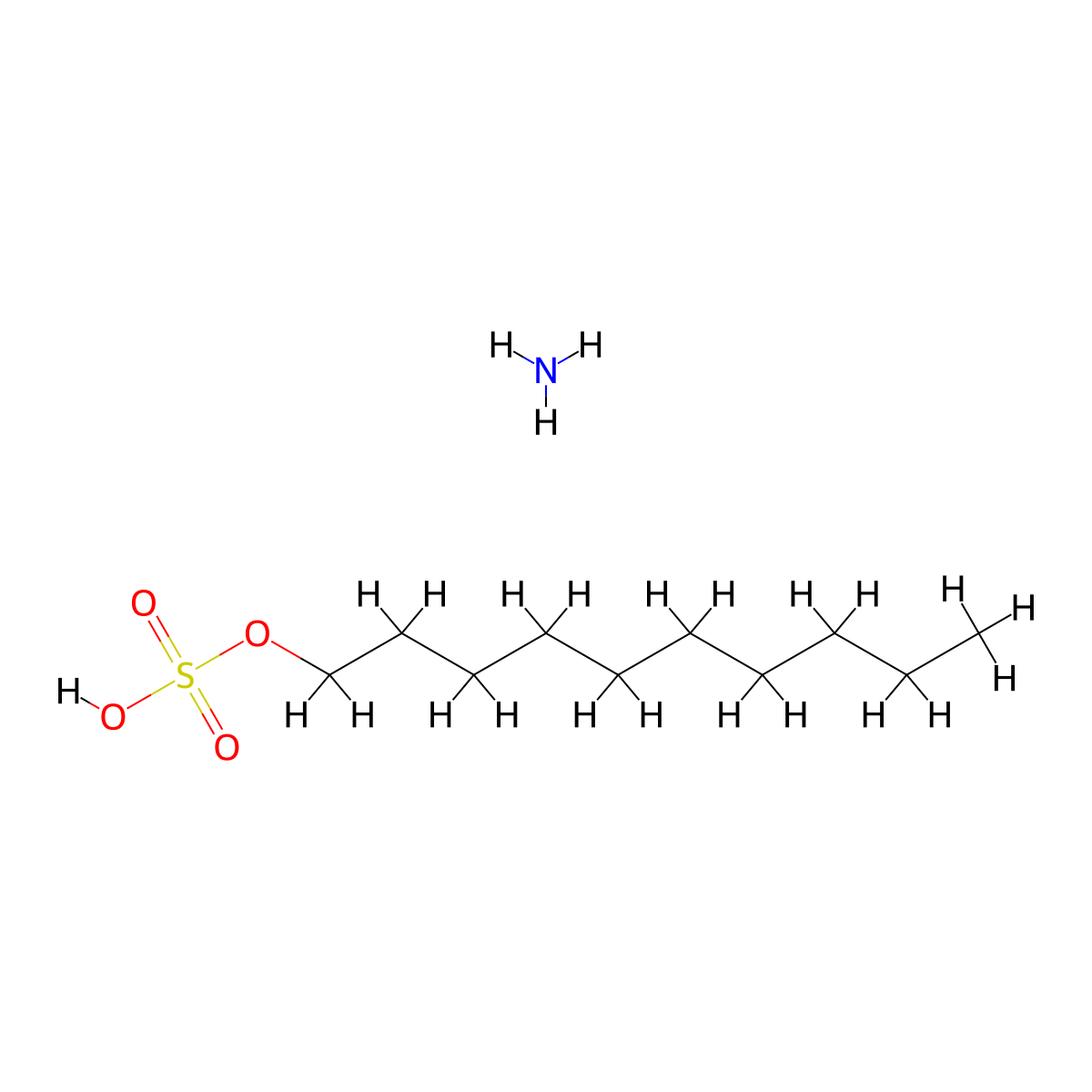 Sulfuric acid, monodecyl ester, ammonium salt (1:1) molecular structure, CAS 13177-52-1