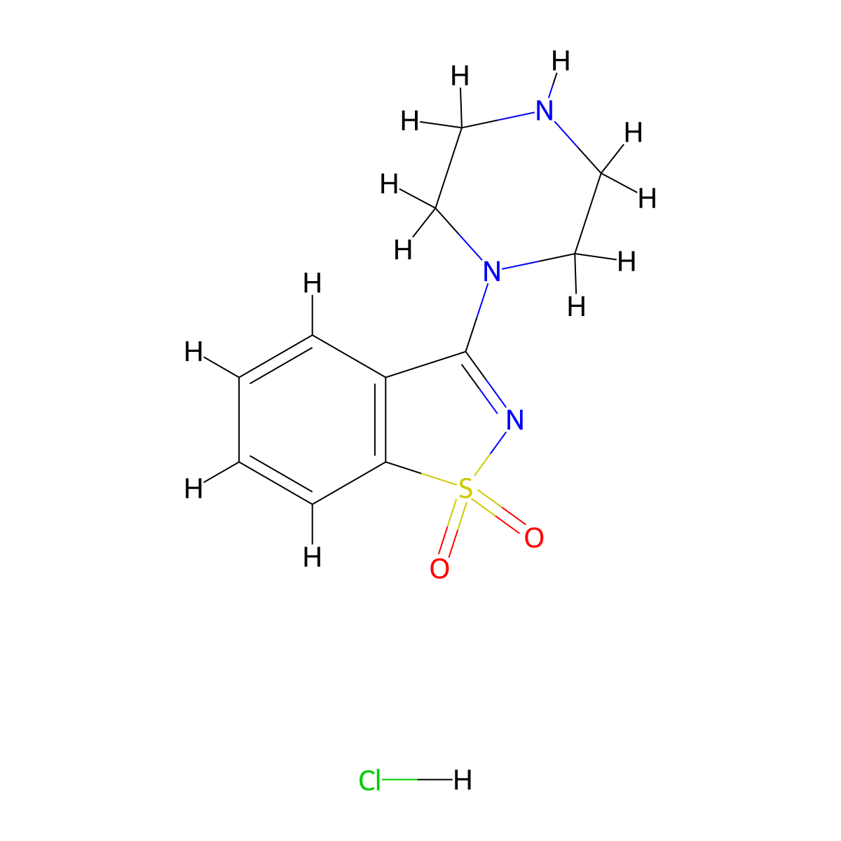 3-(Piperazin-1-yl)benzo[d]isothiazole 1,1-dioxide hydrochloride molecular structure, CAS 131779-59-4
